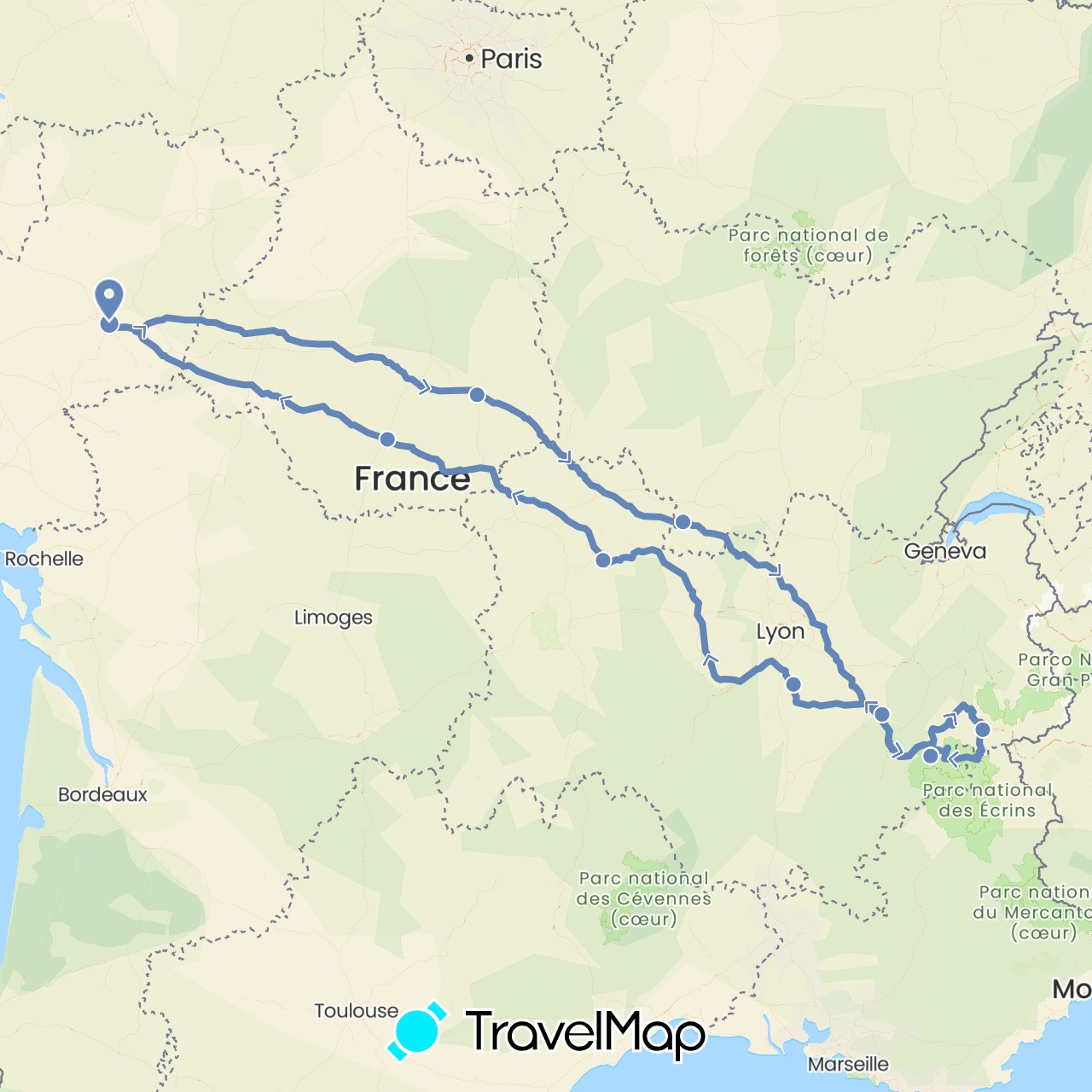 TravelMap itinerary: cycling